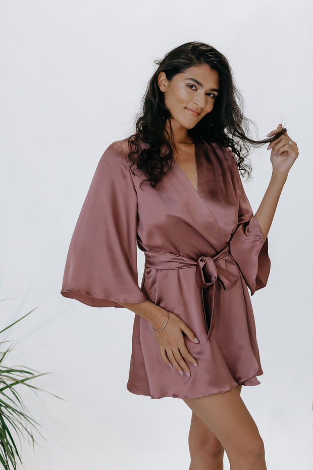 Purple luxury sustainable silk robe