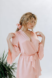 Pink luxury sustainable silk robe