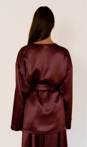 purple wine silk kimono blouse