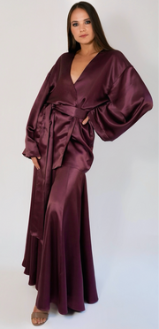 purple wine silk kimono blouse