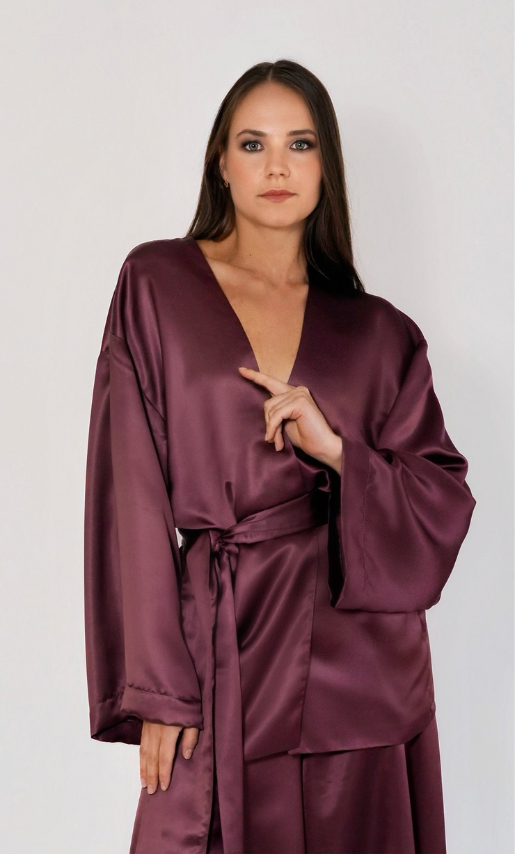 Valentina Silk Belted Kimono Blouse