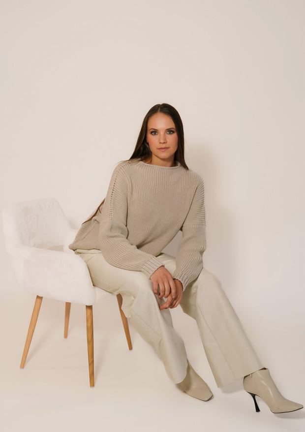 sustainable merino wool beige  sweater