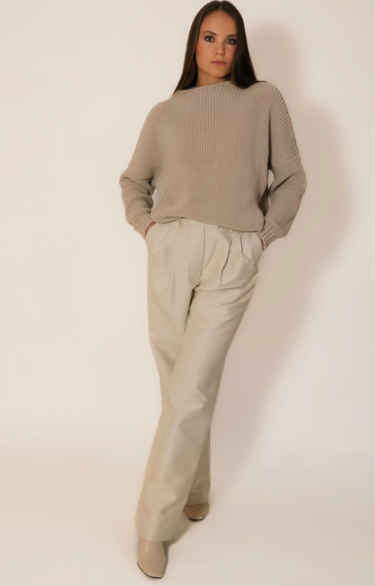 sustainable merino wool beige  sweater