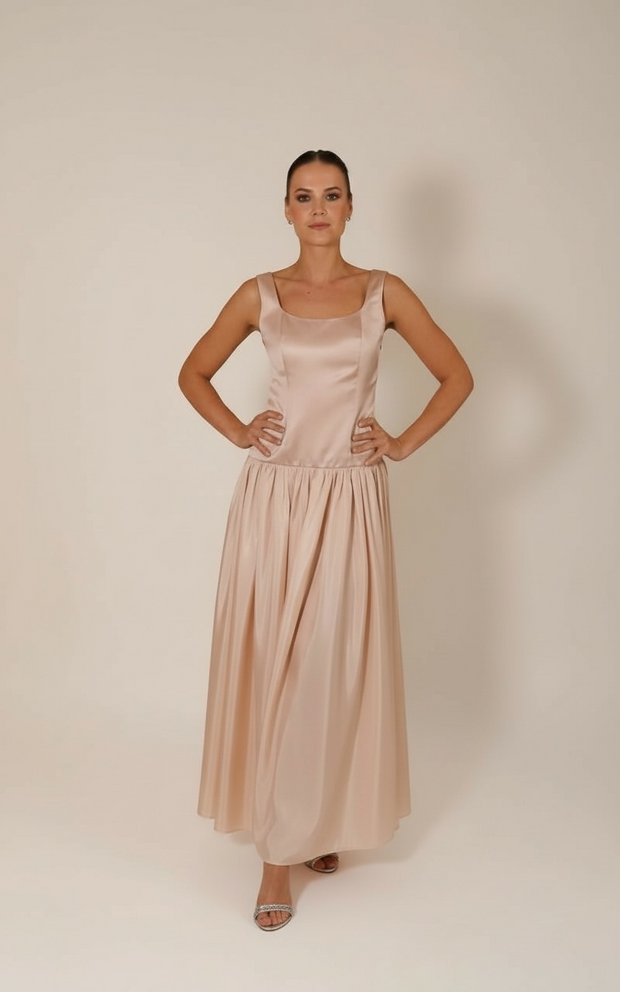 Ana Silk Drop Waist Dress