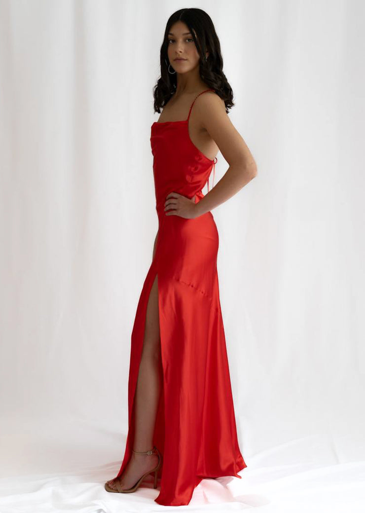 Dance All Night High Split Silk Dress XS / Apricot Rose Dance All Night High Split Silk Dress XS / Apricot Rose