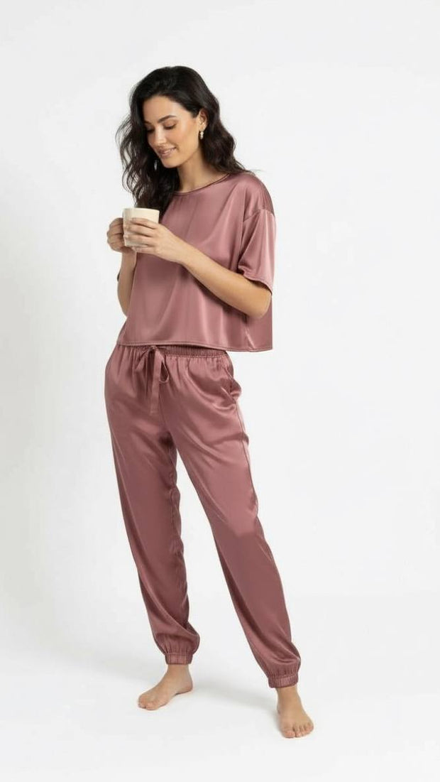 Washable Italian Silk Pajamas Set in Amethyst