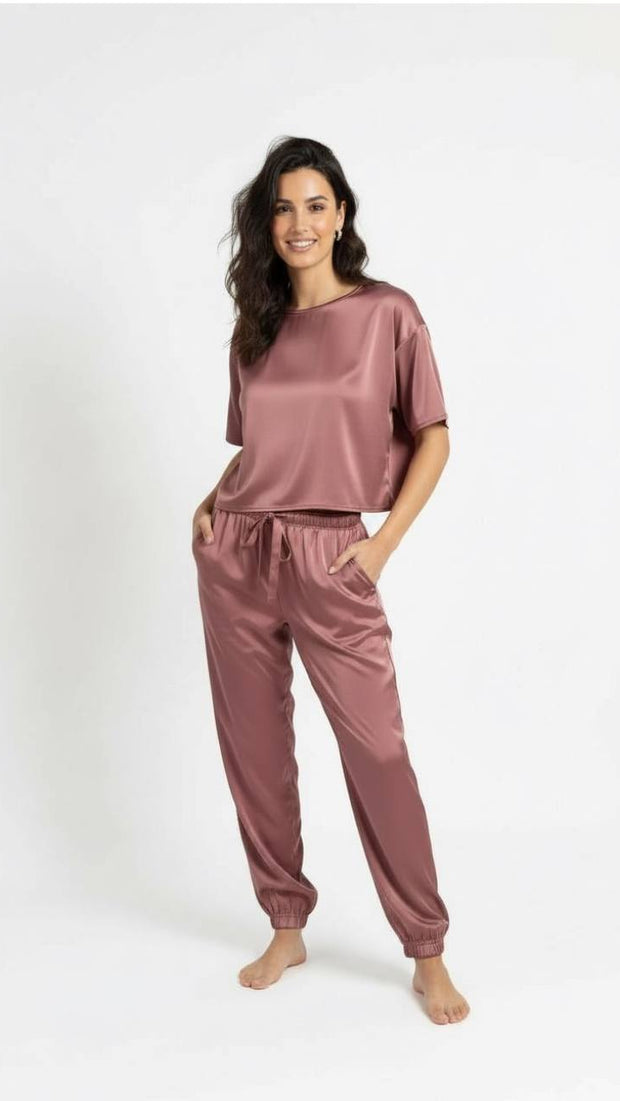 Washable Italian Silk Pajamas Set in Amethyst