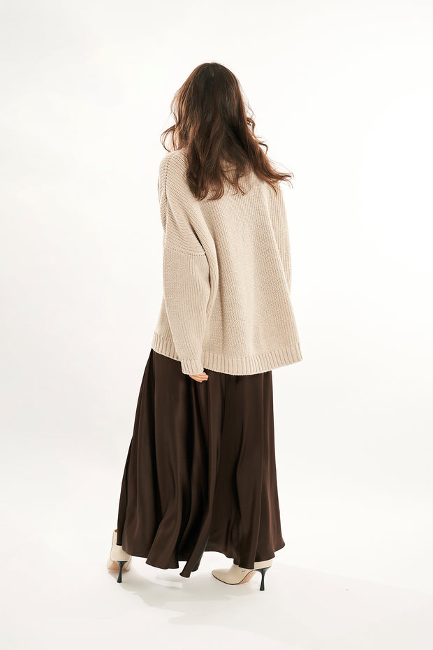 Chocolate Brown Silk Maxi Skirt