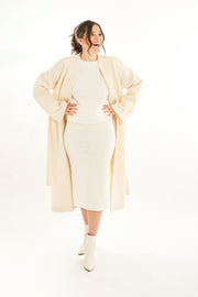 White Merino Wool Sweater and Skirt Set